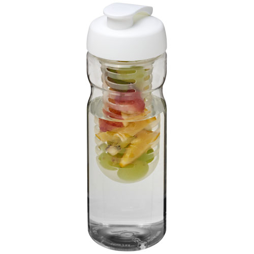 Bidon sport publicitaire et infuseur 650ml H2O Active® Translucide et Blanc